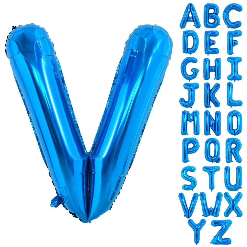Toniful 40 Inch Large Blue Letter V Balloons Giant Alphabet Letter Balloons,Foil Mylar Big Balloons For Birthday Party Anniversa