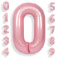 Suwen 40 Inch Pink Large 0 Balloon Numbers Big Foil Helium Number Balloons 0-9 Jumbo Happy 0Th Mylar Birthday Party Decorations