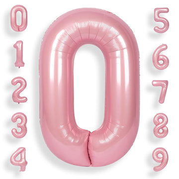Suwen 40 Inch Pink Large 0 Balloon Numbers Big Foil Helium Number Balloons 0-9 Jumbo Happy 0Th Mylar Birthday Party Decorations