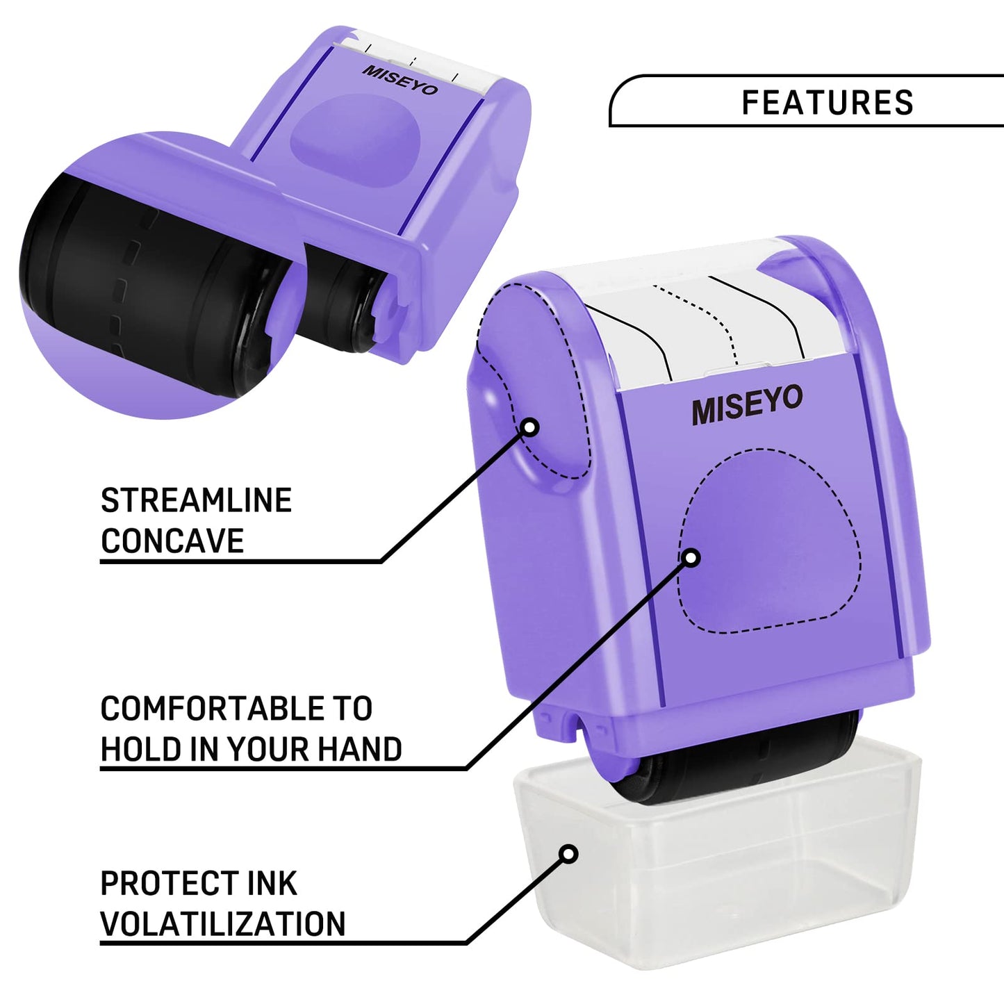 Miseyo Dashed Handwriting Lines Practice Roller Stamp (Purple)