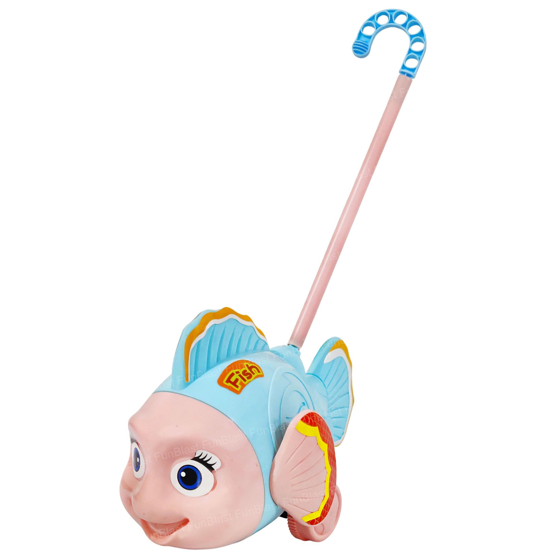 Funblast Pull Along Fish Toy For Kids  Push & Go Walking Toy, Early Learning Crawling Toys For Toddlers, Colorful Pull Toys For