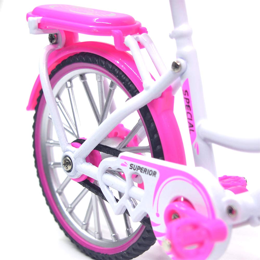 Ailejia Finger Racing Bicycle Mountain Bike Cake Topper Mini Dirt Bike Bicycle Model Cool Boy Toy (Pink)