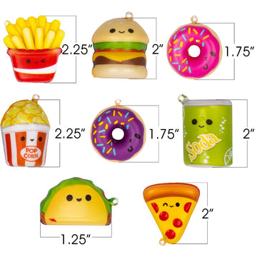 Artcreativity Mini Squish Fast Food Toys, Set Of 8, Slow-Rise Stress Relief Toys For Kids In Assorted Food Designs, Mini Fidget Toys For Sensory Play, Party Favors, Goodie Bag Fillers For Boys & Girls