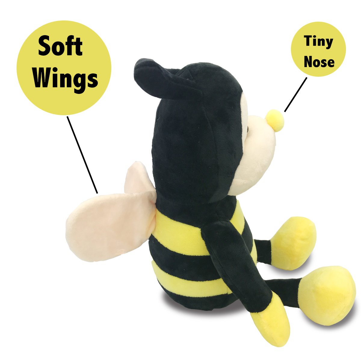 Plush Nana The Bee With Smile Face And Yellow Wings Bumblebee Animal Shaped Soft Toy Present For Children 12 Inch Head To Toe