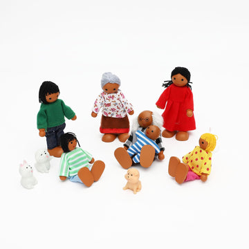 ONEST 11 Pieces Wooden Dollhouse Family Set Mini People Figures Sets Dollhouse Dolls Wooden Doll Family Pretend Play Figures Acc