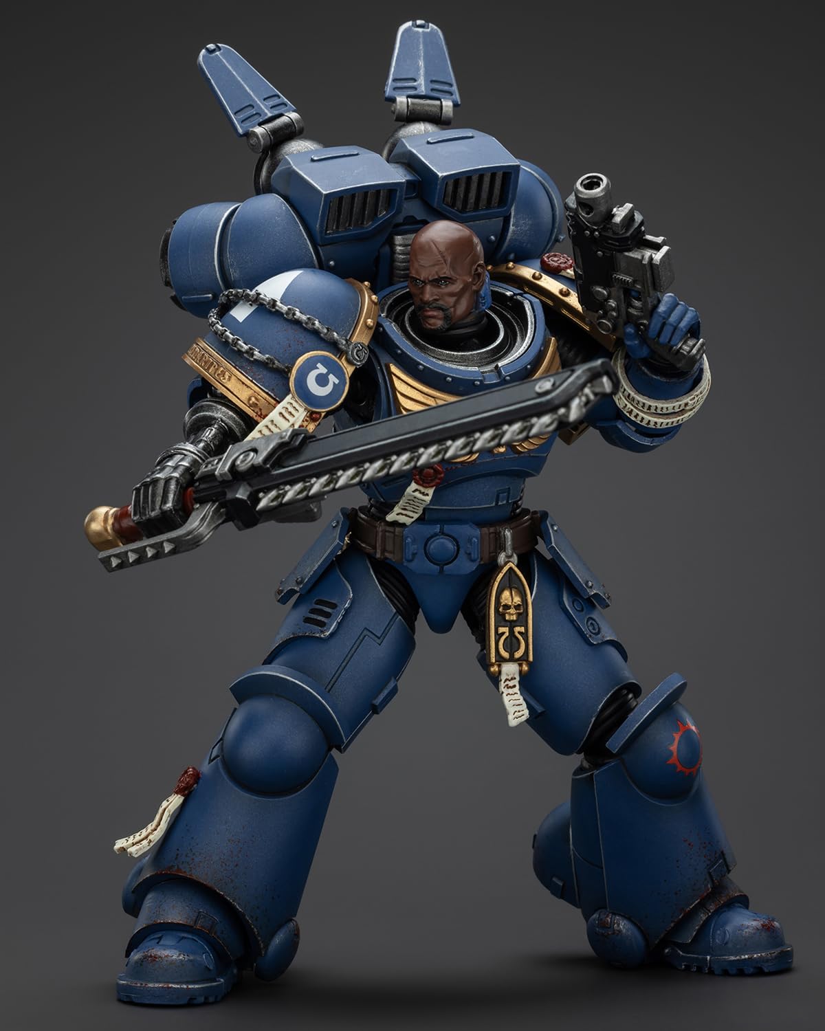 JoyToy Warhammer 40K 1:18 Action Figure  Ultramarines Brother Chairon Collectors Edition  Battlefield Paint  5.03 in High