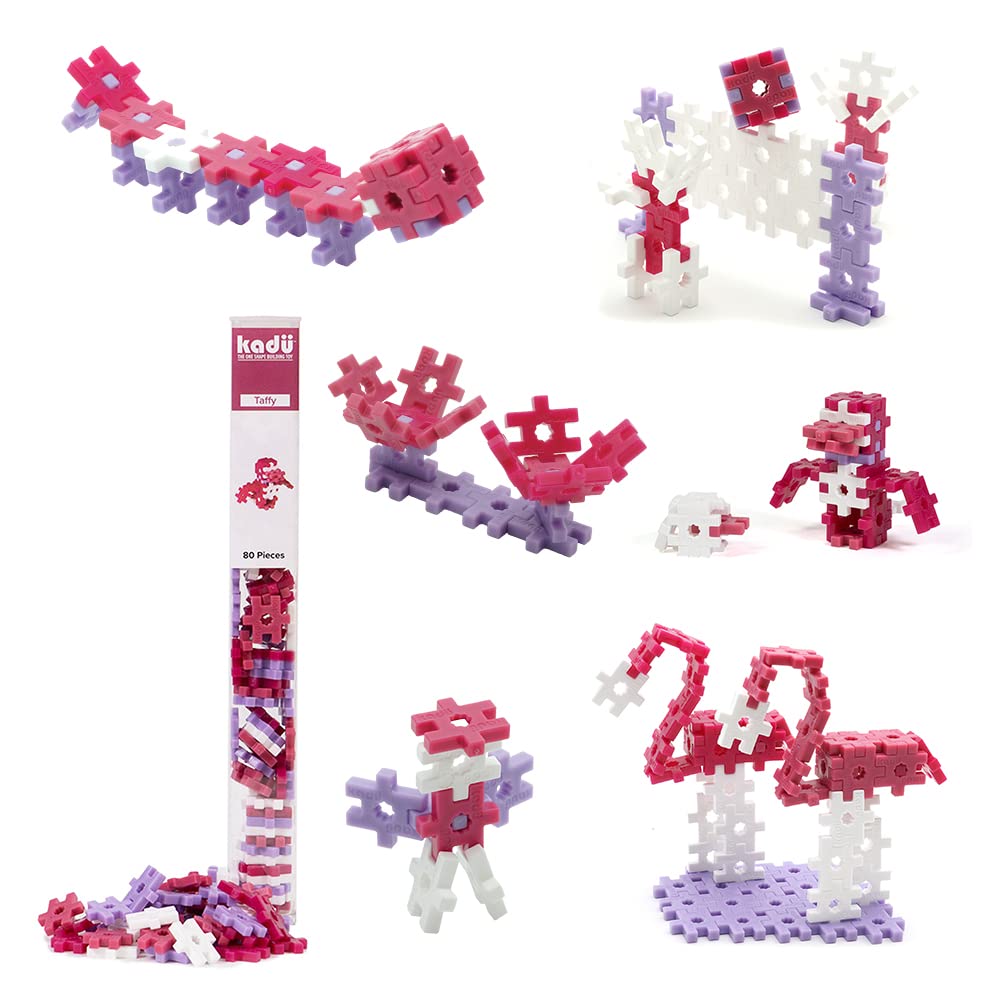 Incredibly Interconnectable Toys Kadu Taffy 80 Piece Set - Stem/Steam Building + Construction Toy, For Open + Imaginative Play