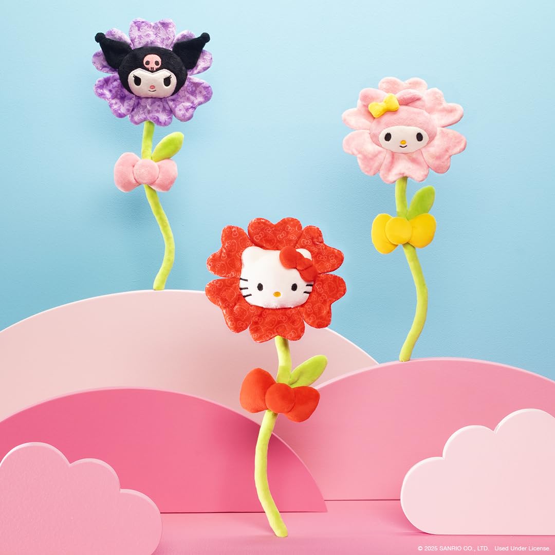 Hello Kitty 14-inch Red Plush Flower with Bendable Stem - Officially Licensed Gift for Ages 6+ - Perfect for Special Occasions
