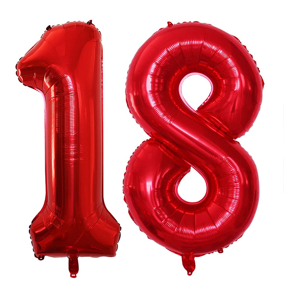 Goer Number 18 Balloons For 18Th Birthday Sweet 18 Party Decorations,42 Inch Jumbo Foil Helium 81 Balloons For 81St Birthday Party Decoration (Red)