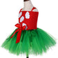Tutu Dreams Summer Hawaiian Red Green Tutu Dress for Girls 1-12Y with Tropical Fern Leaf Headband Luau Outfits Birthday Party Gifts