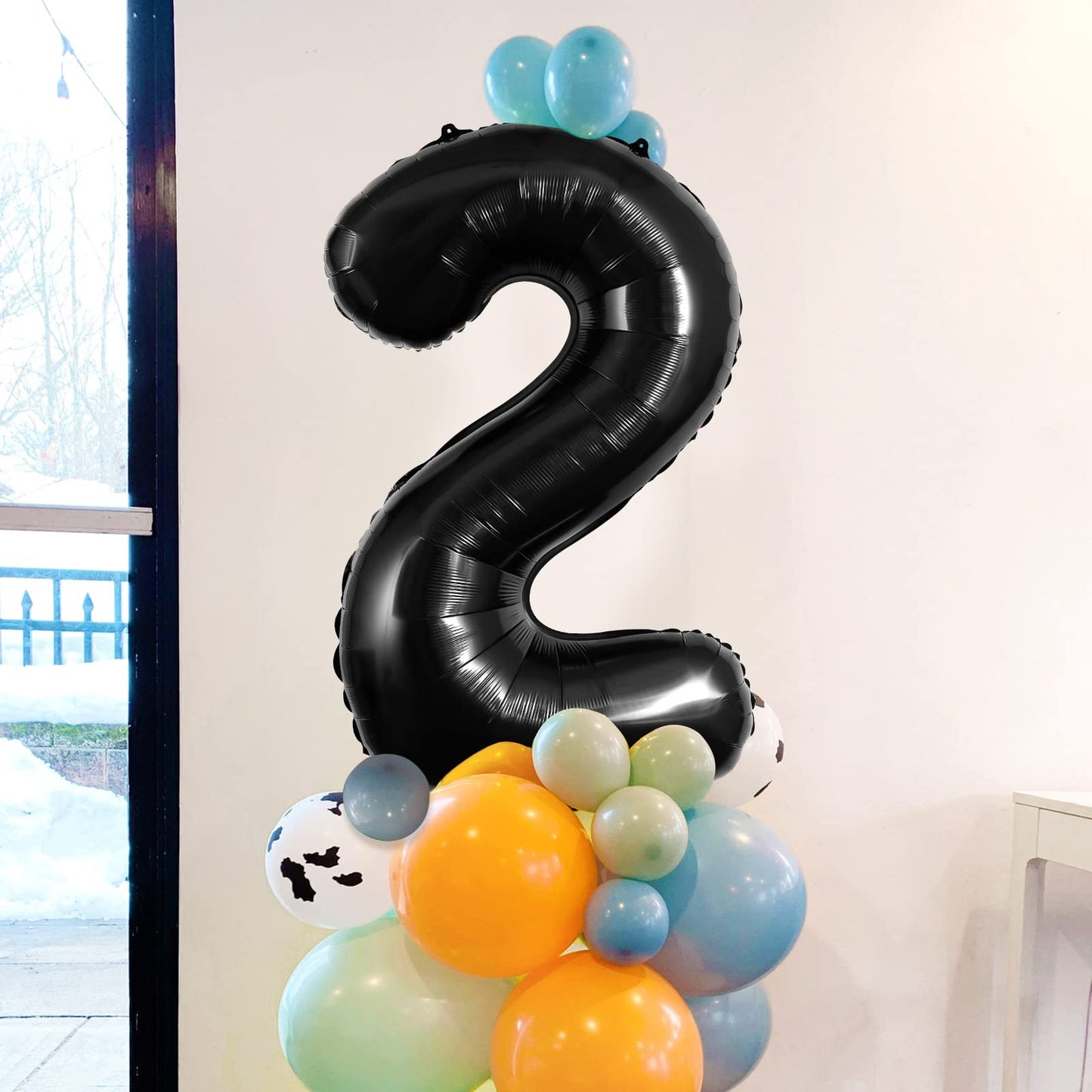 Large Black Number 2 Balloons, 40 Inch Foil Balloons, Giant Number Balloons For Women/Men Birthday Party Anniversary Celebration