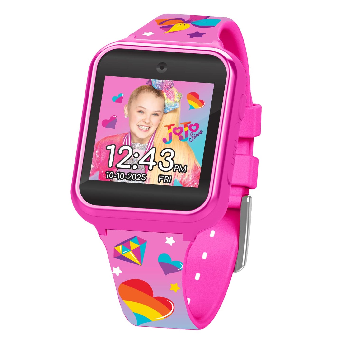 Accutime Kids Nickelodeon Jojo Siwa Educational, Touchscreen Smart Watch Toy For Girls, Boys, Toddlers - Selfie Cam, Learning Games, Alarm, Calculator, Pedometer & More (Model: Joj4252Az)