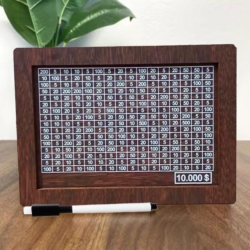 Cash Vault Wooden Savings Box,Kakeibo Money Box, Wooden Savings Box With Money Target And Numbers Best Gift For Friends (Brown,