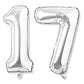Flyloons 17 number Silver Foil Balloon 16 inch Size Birthday Decoration Items Pack of 2 | 17th Year Balloons | Seventeen