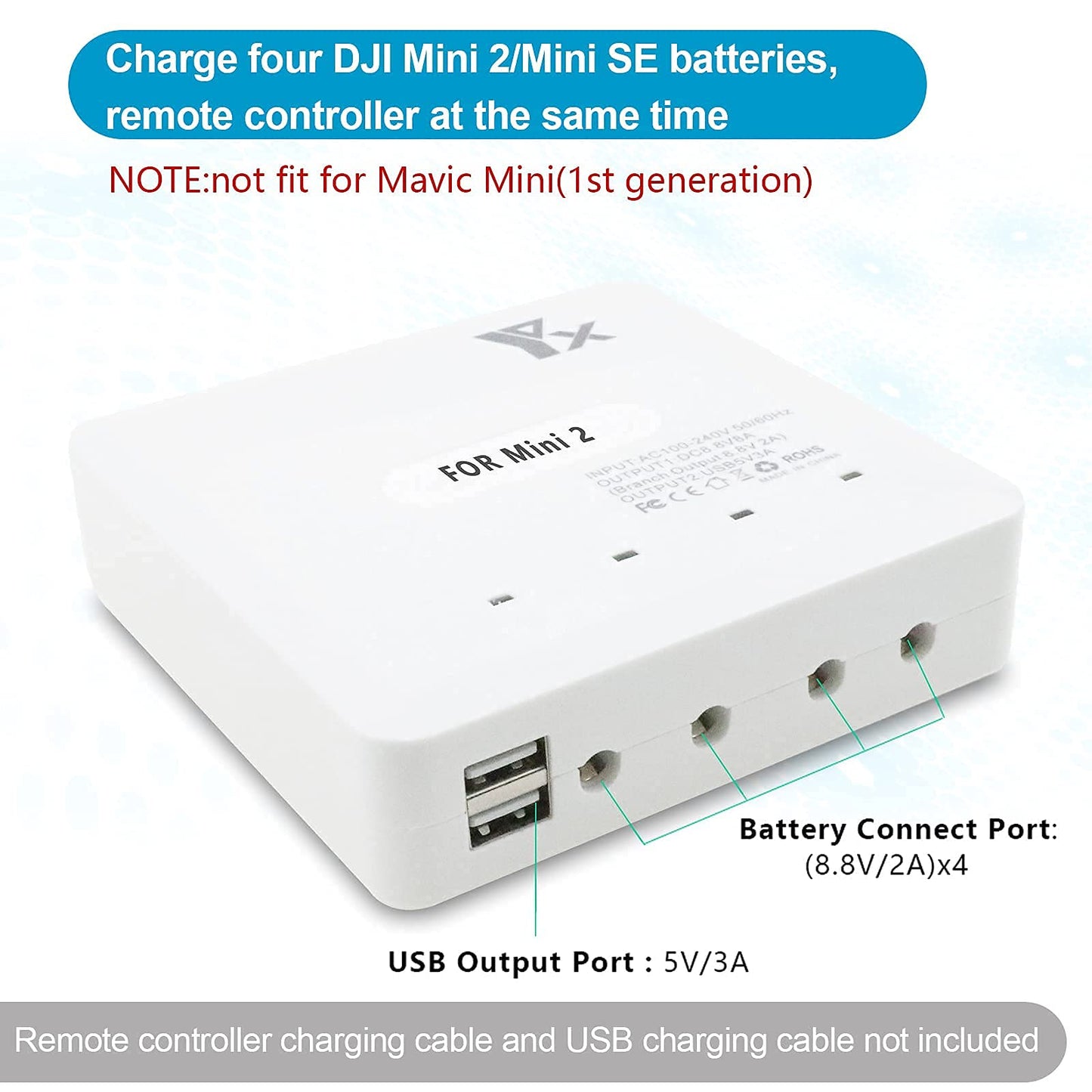 Hanatora 6 in 1 Battery Charger for DJI Mini 4K,Mini 2/SE/2 SE Drone,Rapid Multi Parallel Charging Hub Accessories