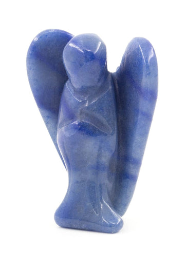 Ouubuuy Blue Aventurine Crystal Angel Figurines Statues Natural Gemstone Carved Pocket Guardian Angel 1.5 inch for Healing Reiki