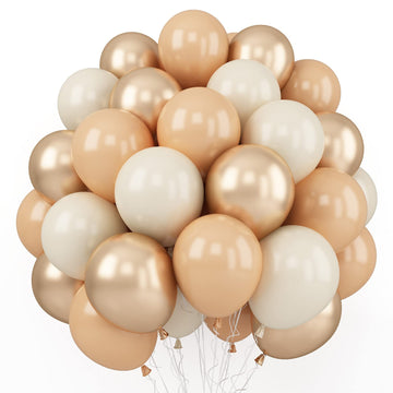 Beige Balloons,12 Inch 50Pcs Cream Balloons Nude Balloons Beige Sand White Balloons Sand Gold Balloons Metallic Gold Balloons Wi