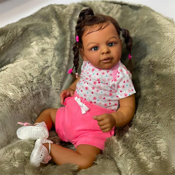 Reborn Baby Dolls Black Girl 23 Inch Soft Body Realistic-Newborn Anatomically Correct Real Life Baby Dolls African American Long