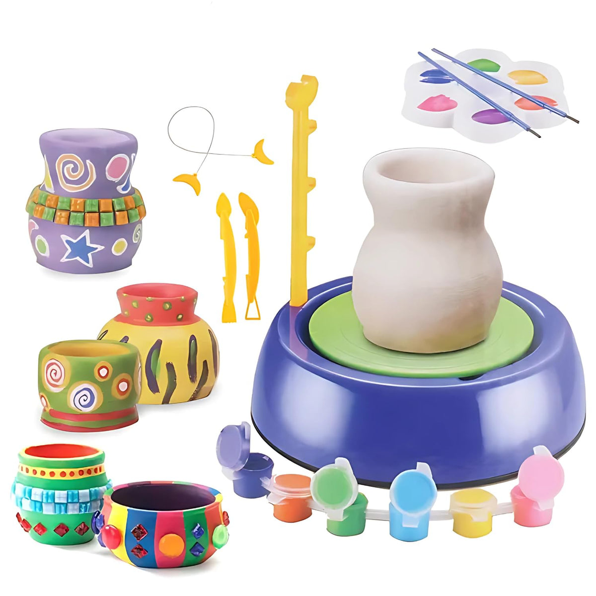 Crackles Kids Pottery Wheel Kit  Battery Operated Pottery Wheel & Painting Kit For Beginners With Modeling Clay, Sculpting Clay