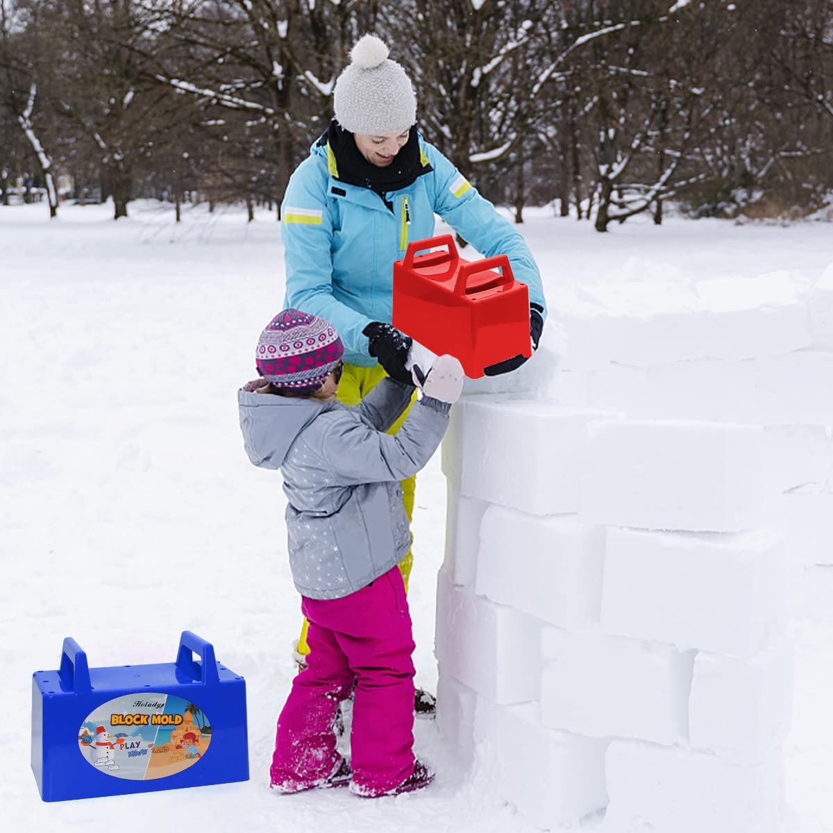 Holady Snow Fort Building Block,Snow Brick Maker and Sand Castle Mold, Beach and Snow Toys Kits for Kids, Outdoor Winter and Sum