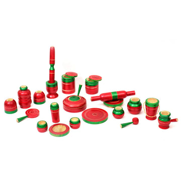 Toolart Traditional Handcrafted 23Piece Wooden Kitchen Play Set for Girls & Boys (Color May Vary)