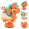 Storio 5-In-1 Baby Suction Spinner Toy, Interactive Learning Set With Rattle And Sensory Play, For 6+ Months Kids - Orange & Cre