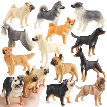 Eoivsh 12Pcs Realistic Dog Figurines Toy, Plastic Puppy Figures Set, Dogs Figures Cake Toppers Birthday Gift For Kids Toddlers