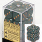Chessex Dice d6 Sets: Opaque Dusty Green with Copper - 16mm Six Sided Die (12) Block of Dice