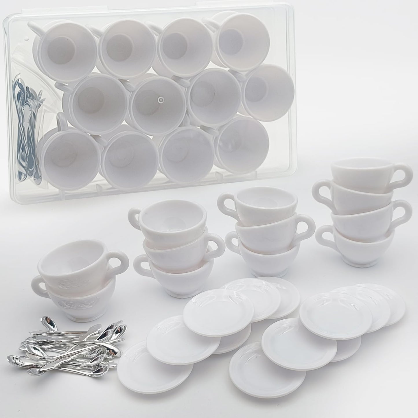 12 Sets Mini Coffee Cups Mini Dollhouse Cups Miniatures Tea Mups Food Kitchen Toys For Diy Decoration Craft Accessories (White)
