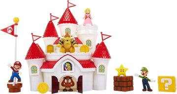 JAKKS Pacific Super Mario Deluxe Mushroom Kingdom Castle Playset with 5 Figures, 2.5" Size, Plastic, Model 70843-1-SOC