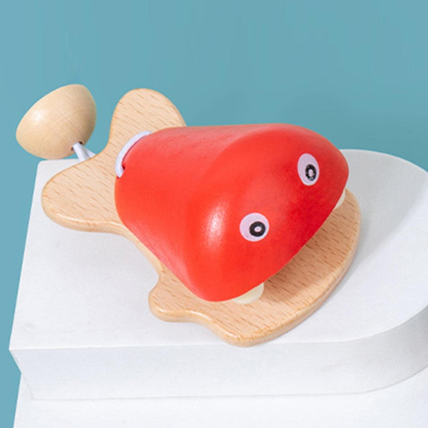 Fashion My Day Mini Wooden Fish Castanet Toy Cartoon For Musical Instruments Toy 18 Months+ Red