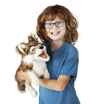 Folkmanis Gray Wolf Hand Puppet Gray/Black/White, 1 Ea