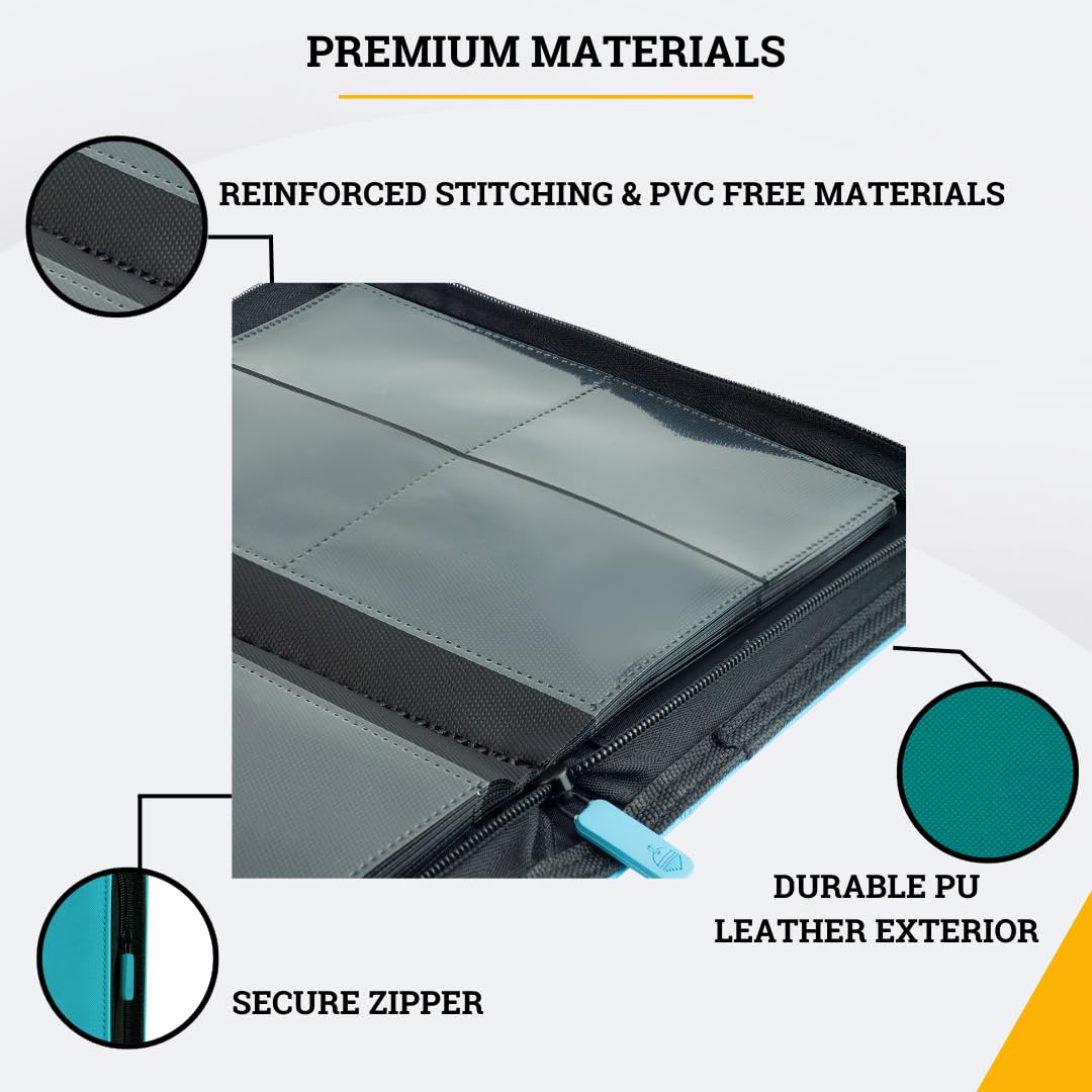 Card Guardian - 4 Pocket enhanced Binder for 160 Cards (Teal) | Zipper Closure and Side Loaded Pockets | Compatible with Trading & Sports Cards including Magic the Gathering  Yugioh  Baseball Cards