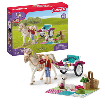 Schleich Horse Club, Horse Toys For Girls And Boys, Carriage Ride With Picnic Horse Set With Horse Toy, 32 Pieces