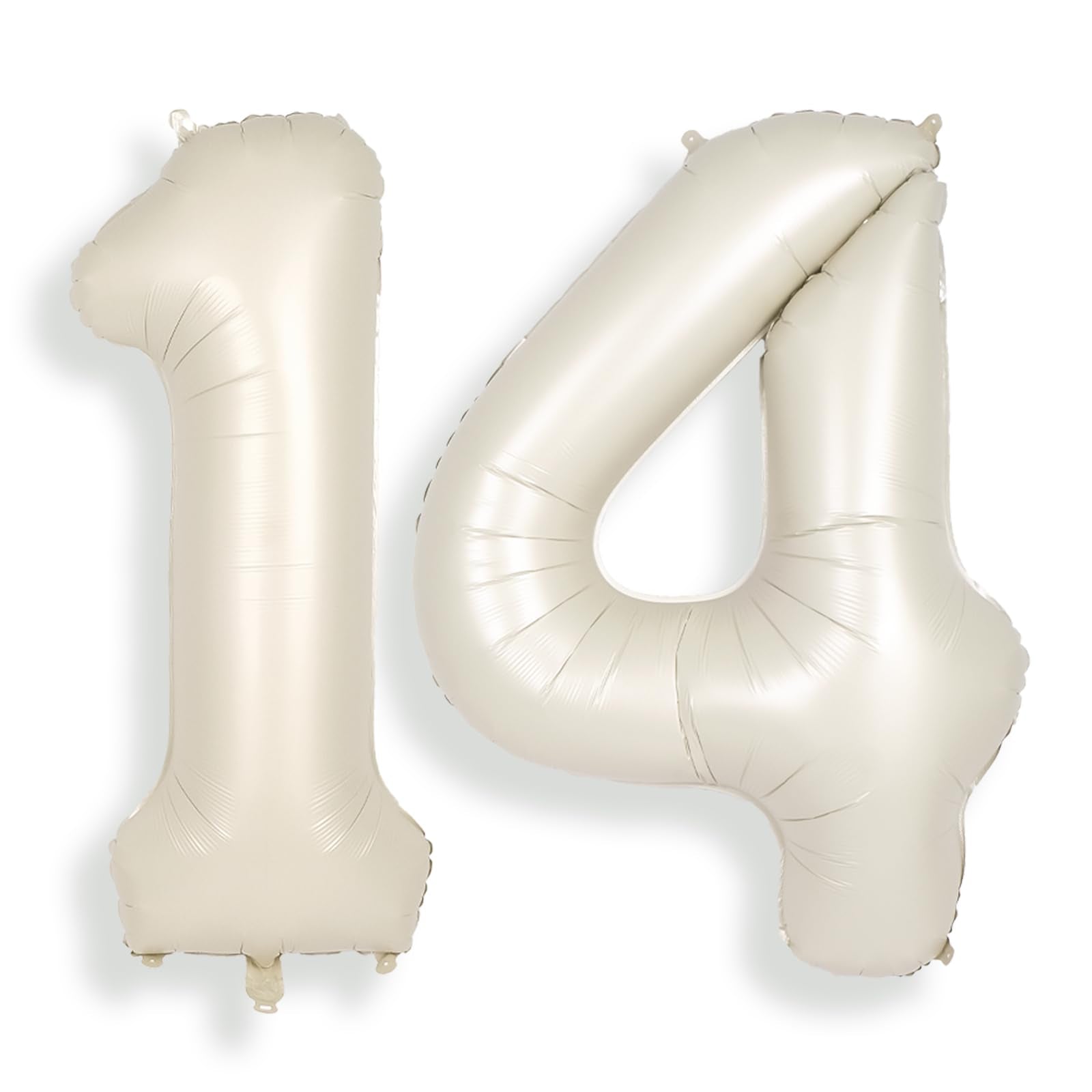 Suwen 40 Inch Cream White Large 14 Number Balloons Big Foil Helium Number Balloons 0-9 Jumbo Happy 14Th Mylar Birthday Party Dec
