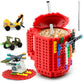 FUBARBAR Brick Coffee Mug - Funny Novelty Cup with Lid & Straw, Building Block Toy Mug, Gift Idea for Men/Women/Kids (Red)