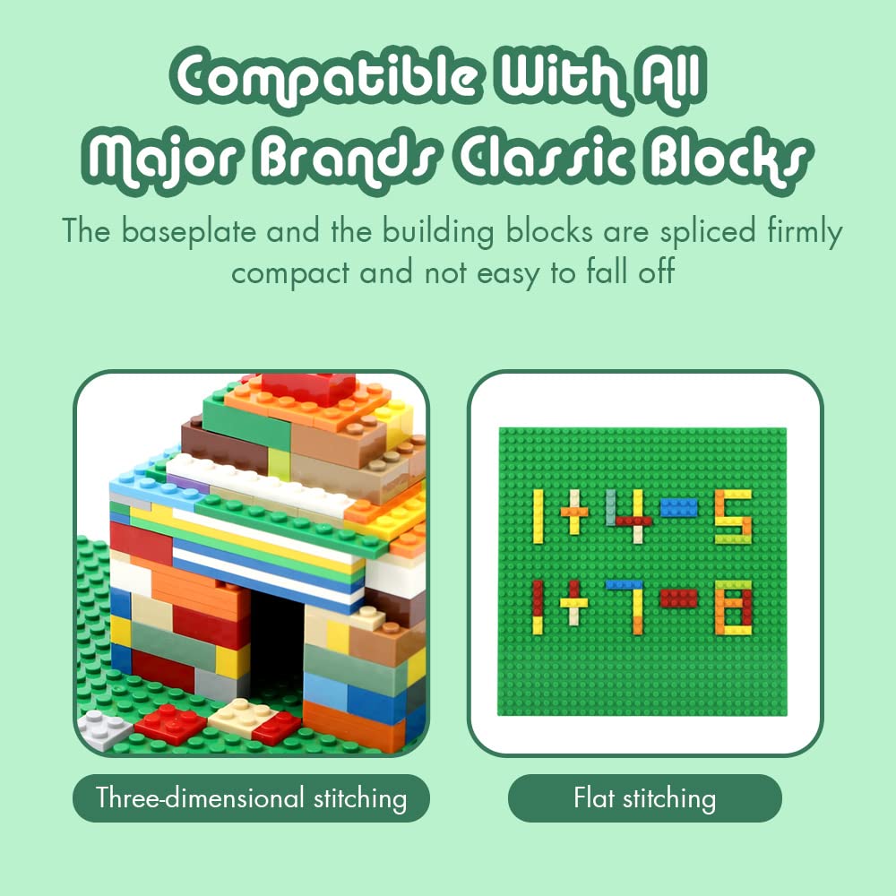 Unirolic 16-Pack Classic Baseplates, 32 * 32 Building Boards Compatible With All Major Brands, Building Plates For Building Bricks, Green/Grey/Sand/Blue