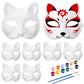 Awleynz 15Pcs Therian Mask with Strap, White Cat Masks to Paint, Blank Masks to Decorate, Paper Masks for Crafts Halloween Masqu