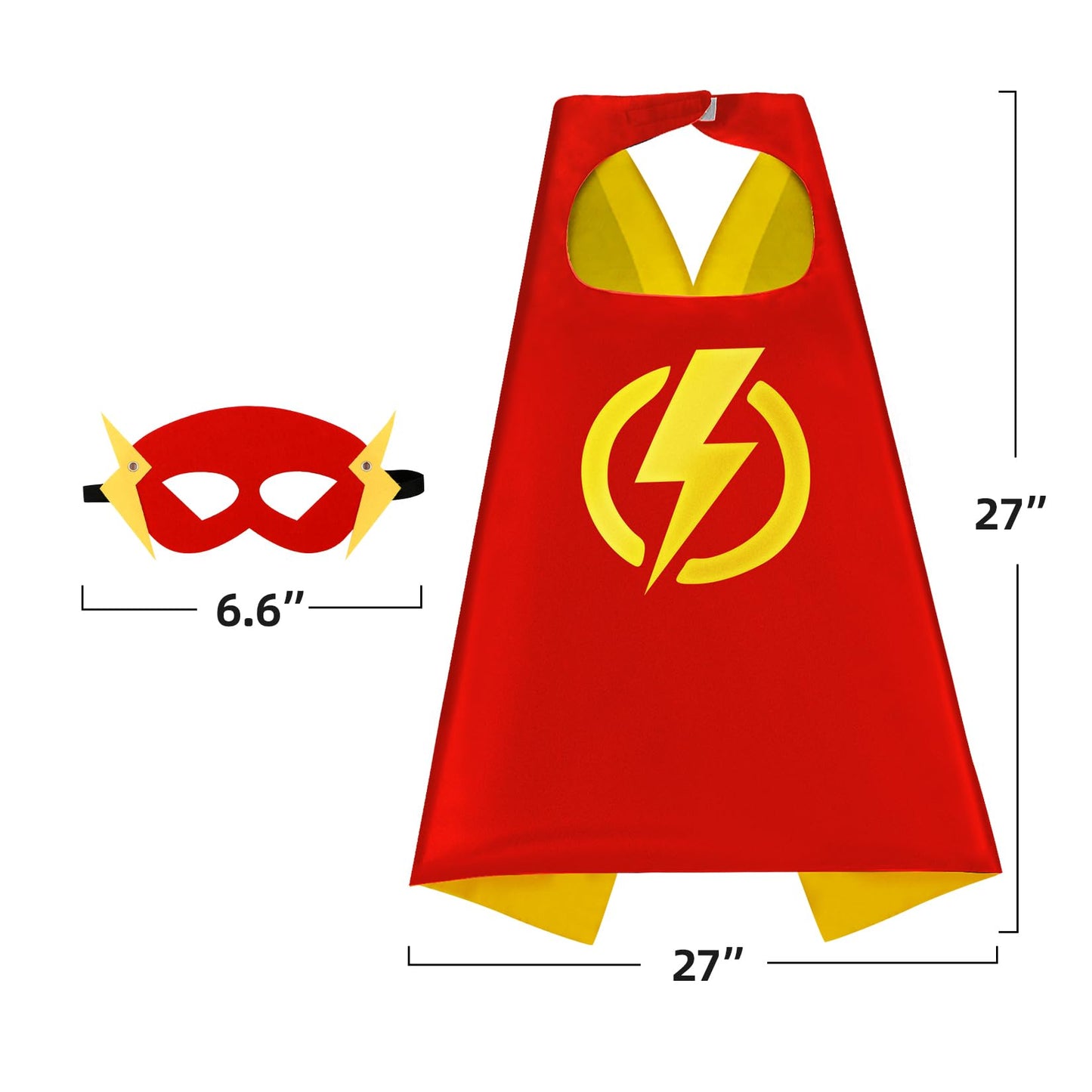 Mizzuco Superhero Capes For Kids Cloak With Mask Halloween Costumes And Party Dress Up 2Pcs(Black+Y+Red