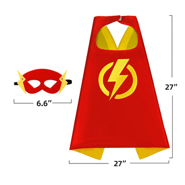 Mizzuco Superhero Capes For Kids Cloak With Mask Halloween Costumes And Party Dress Up 2Pcs(Black+Y+Red