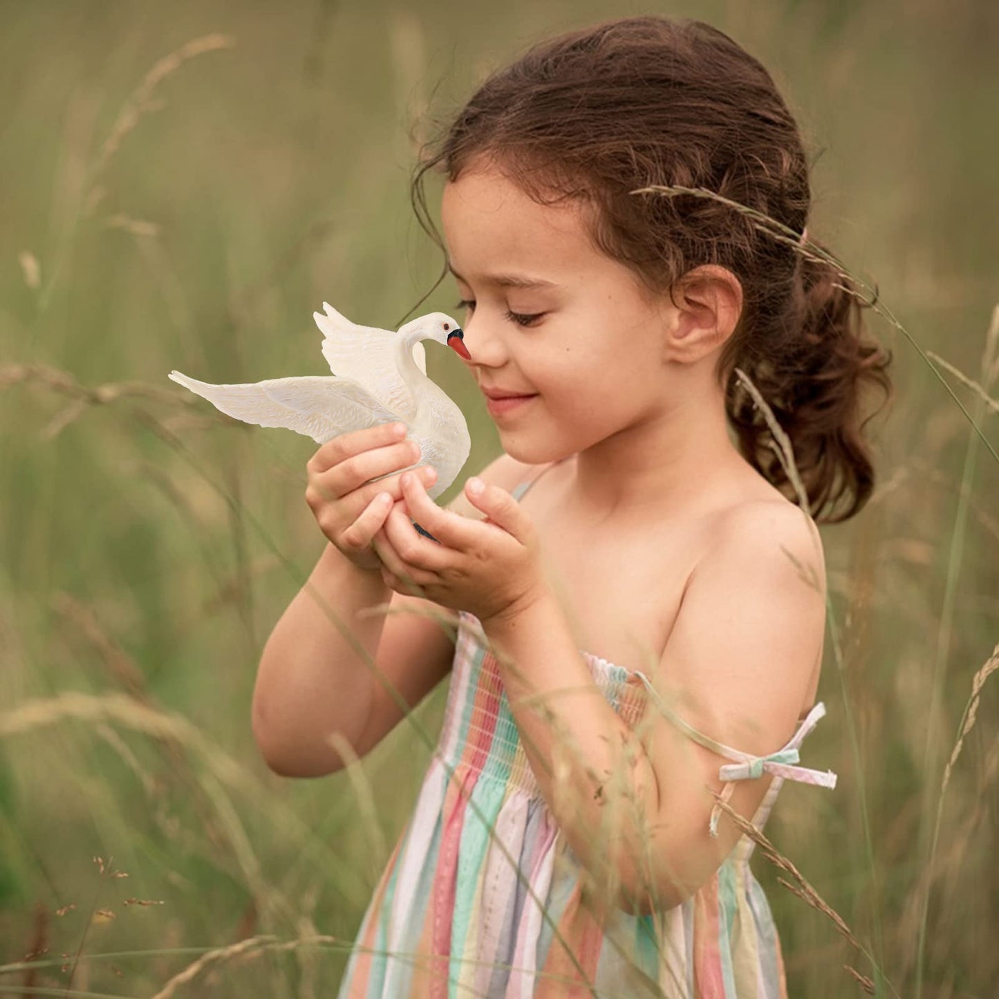 LC JoyCre Goose Swan 3.5 Inch White Swan Figurine Animal Figure for Toddlers Preschool Education Project Diorama Model for Kids