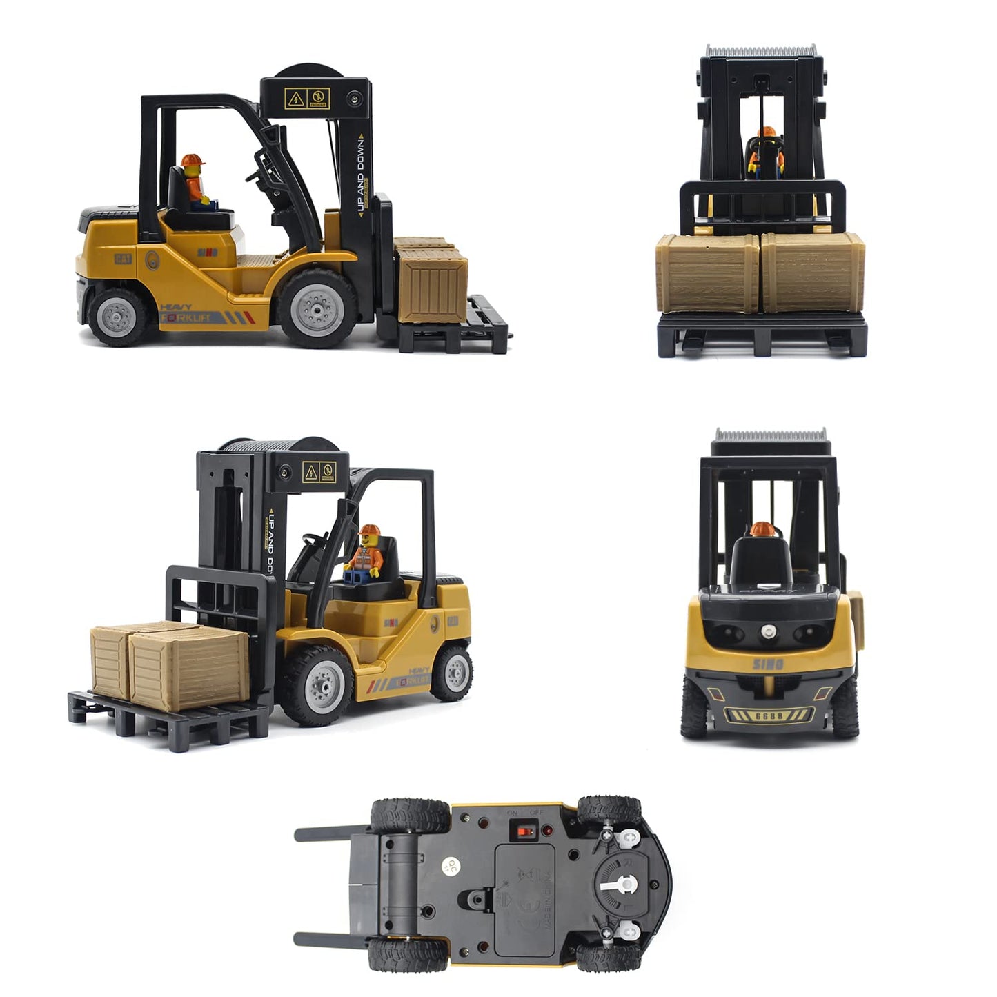 Leopmase Remote Control Forklift,11 Channel Electric Rc Forklift Construction Toys,w/Boxes/Sound and Light Spray, Two Rechargeab