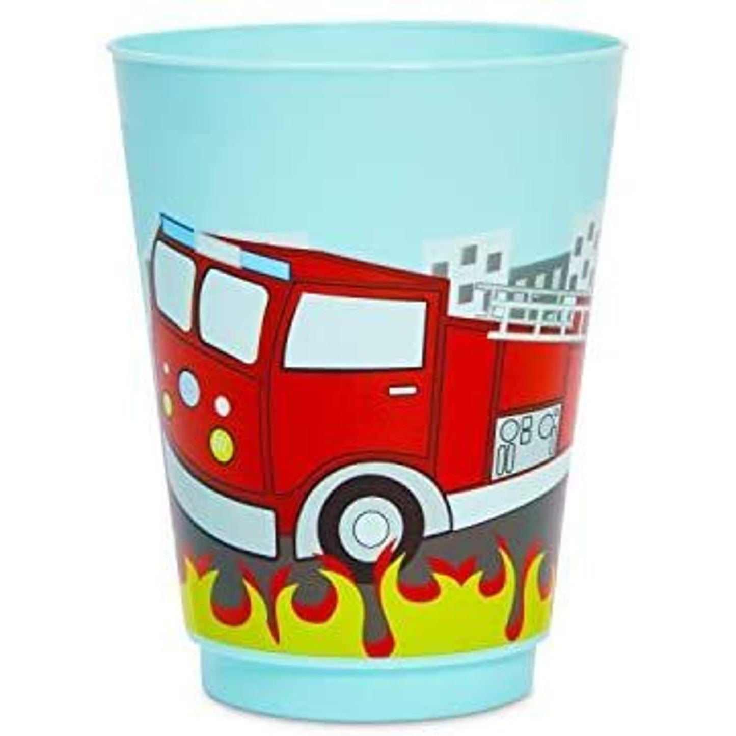 Blue Panda 16 Pack Plastic Fire Truck Cups For Kids, Firefighter Party Favors For Birthday Supplies (16 Oz)
