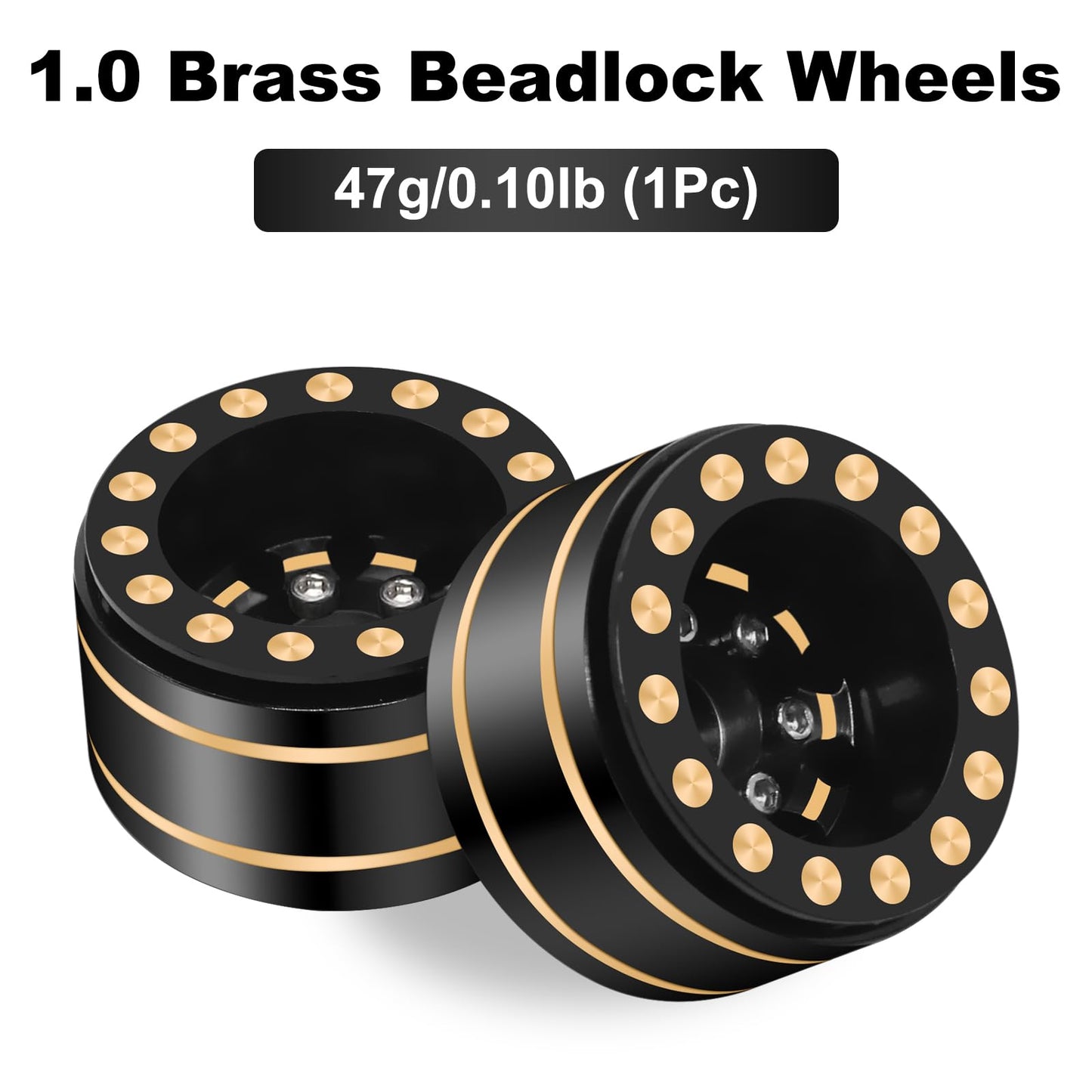 OGRC 1.0 RC Wheel and Tires Brass Negative Offset 7mm Wheels with New Compound 1.0 Tires for 1/18 TRX4M 1/24 SCX24 C10 JLU Deadb