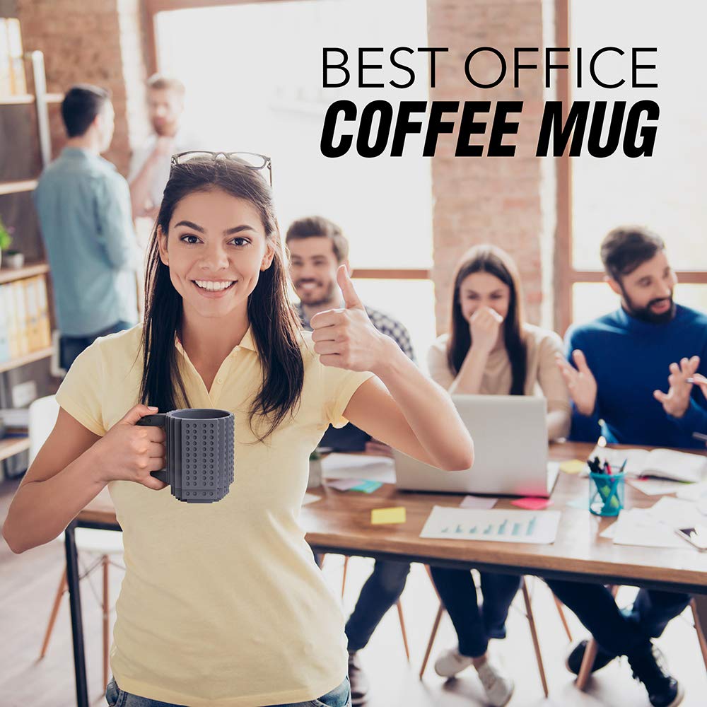 Toyamba Build-On Brick Mug Bpa-Free Funny Coffee Mug With 3 Packs Of Building Bricks, Funny Cups For Kids - Creative Building Bl