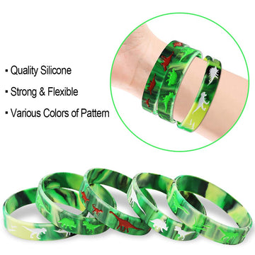 Heqishun 30 Pack Dinosaurs Silicone Wristbands Dinosaurs Bracelets Dinosaurs World Jurassic Party Supplies for Dinosaurs Theme P