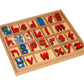Elite Montessori Wooden Movable Alphabet Set, Red & Blue, 5mm Thick - Preschool Spelling Learning Materials, Medium Size