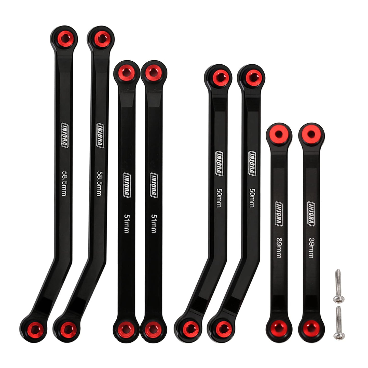 INJORA High Clearance Front 4 Links Set for SCX24 JLU AXI00002 C10 AXI00001 Bronco Axial 1/24 RC Crawler Car, 8PCS(Black)