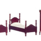 Dollhouse Miniature Twin Bedroom Set in Mahogany