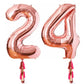 Party Town 16 inches Rose Gold Number helium foil balloons for Birthday/Anniversary party decoration (Number 24)